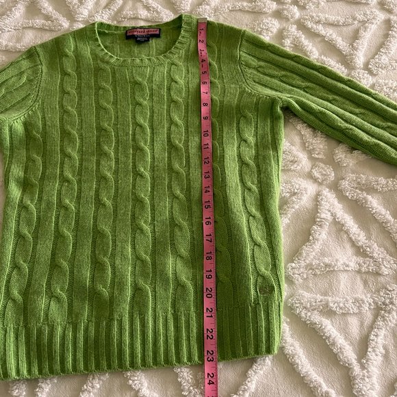 VINEYARD VINES Women's Green 100% Cable Knit Cashmere Sweater - Picture 7 of 8